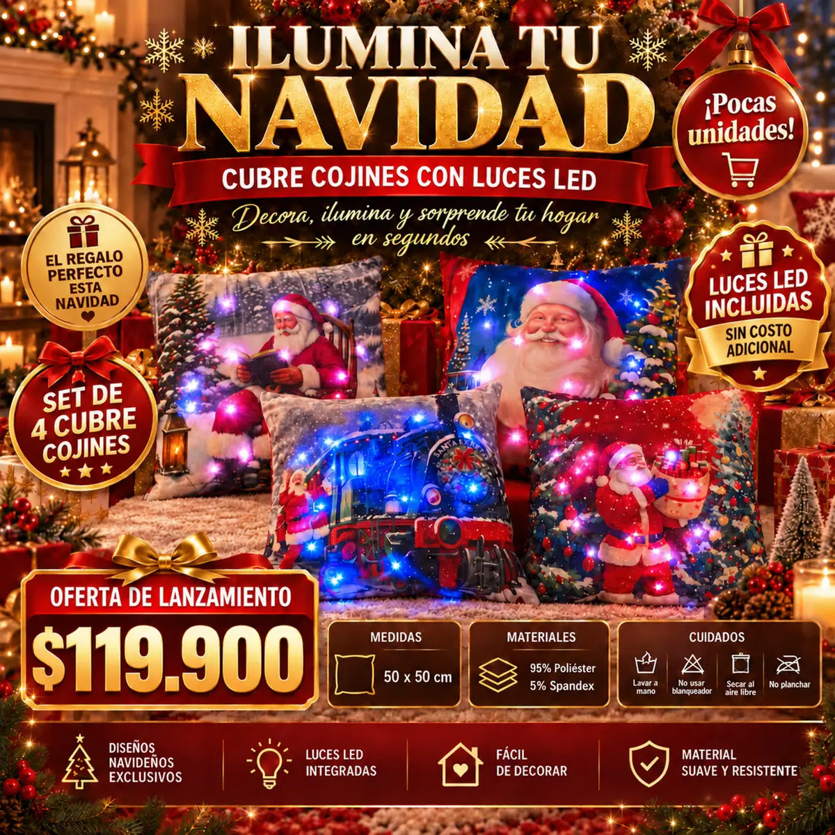 Fundas para cojines con luces led