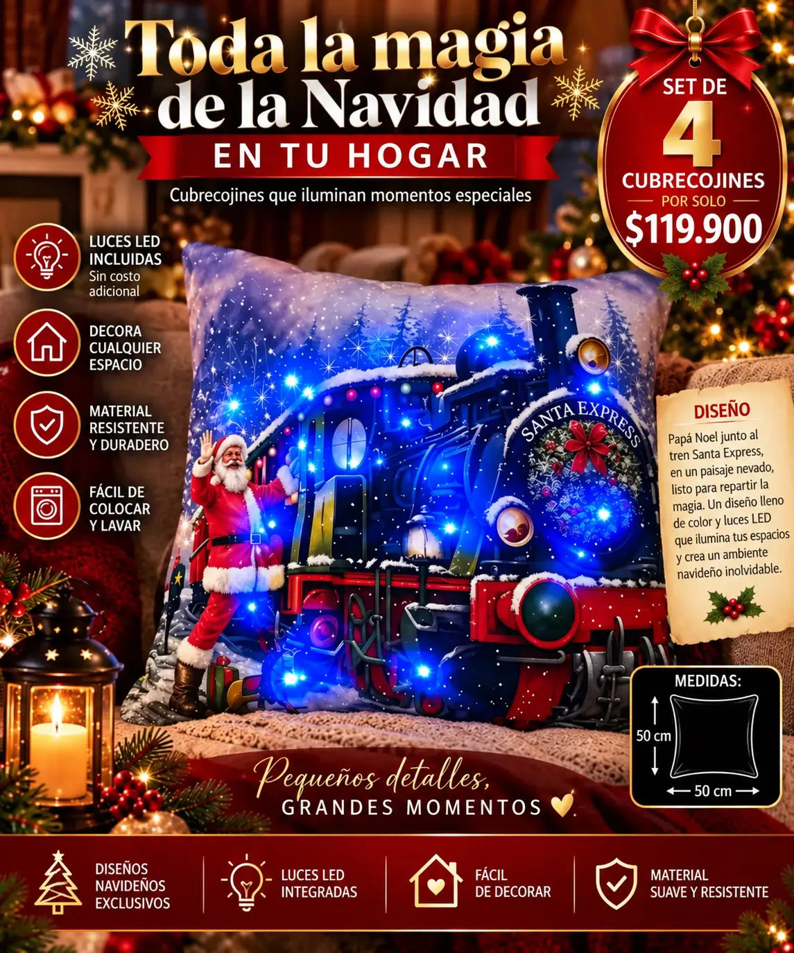 Fundas para cojines con luces led