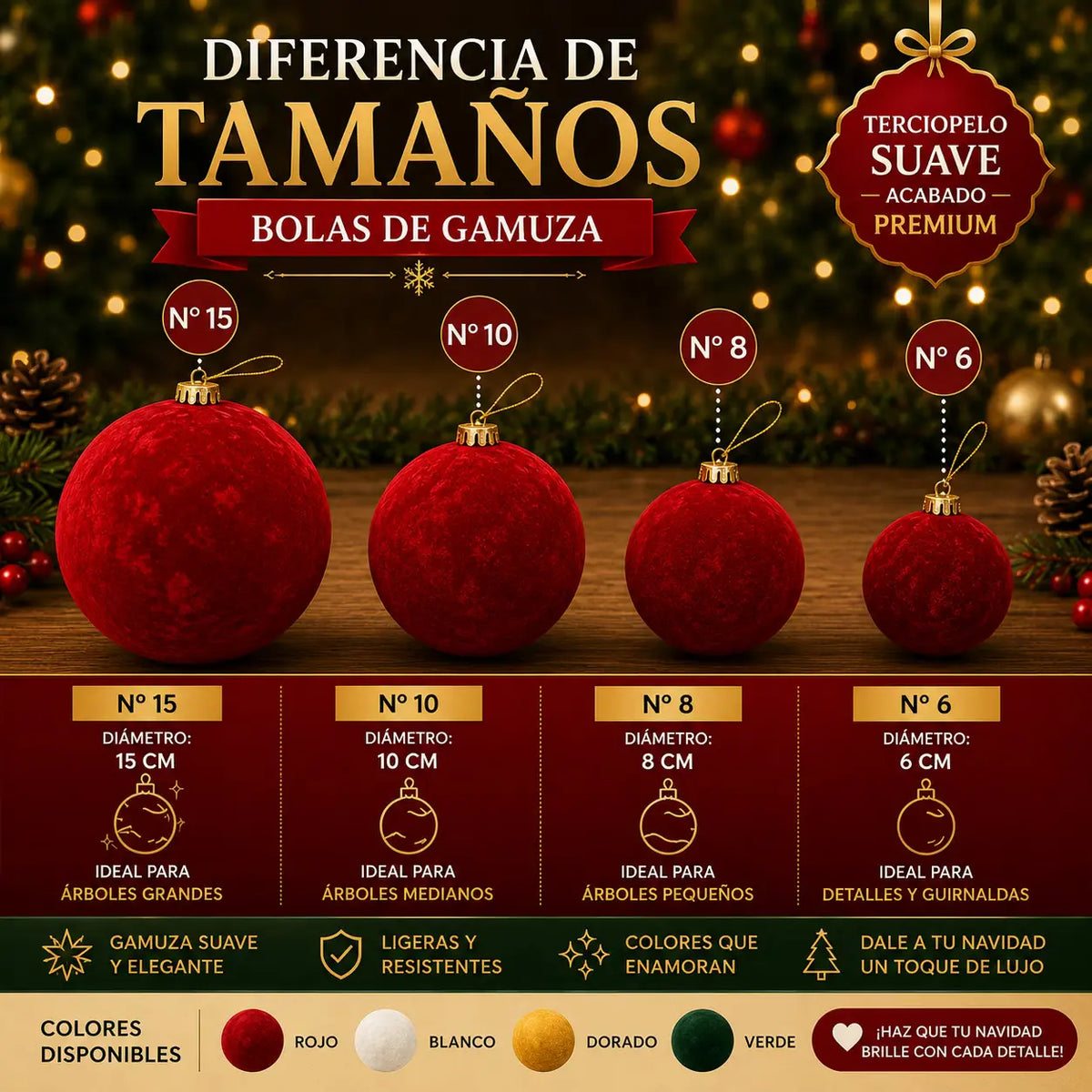 Bolas de gamusa navideñas