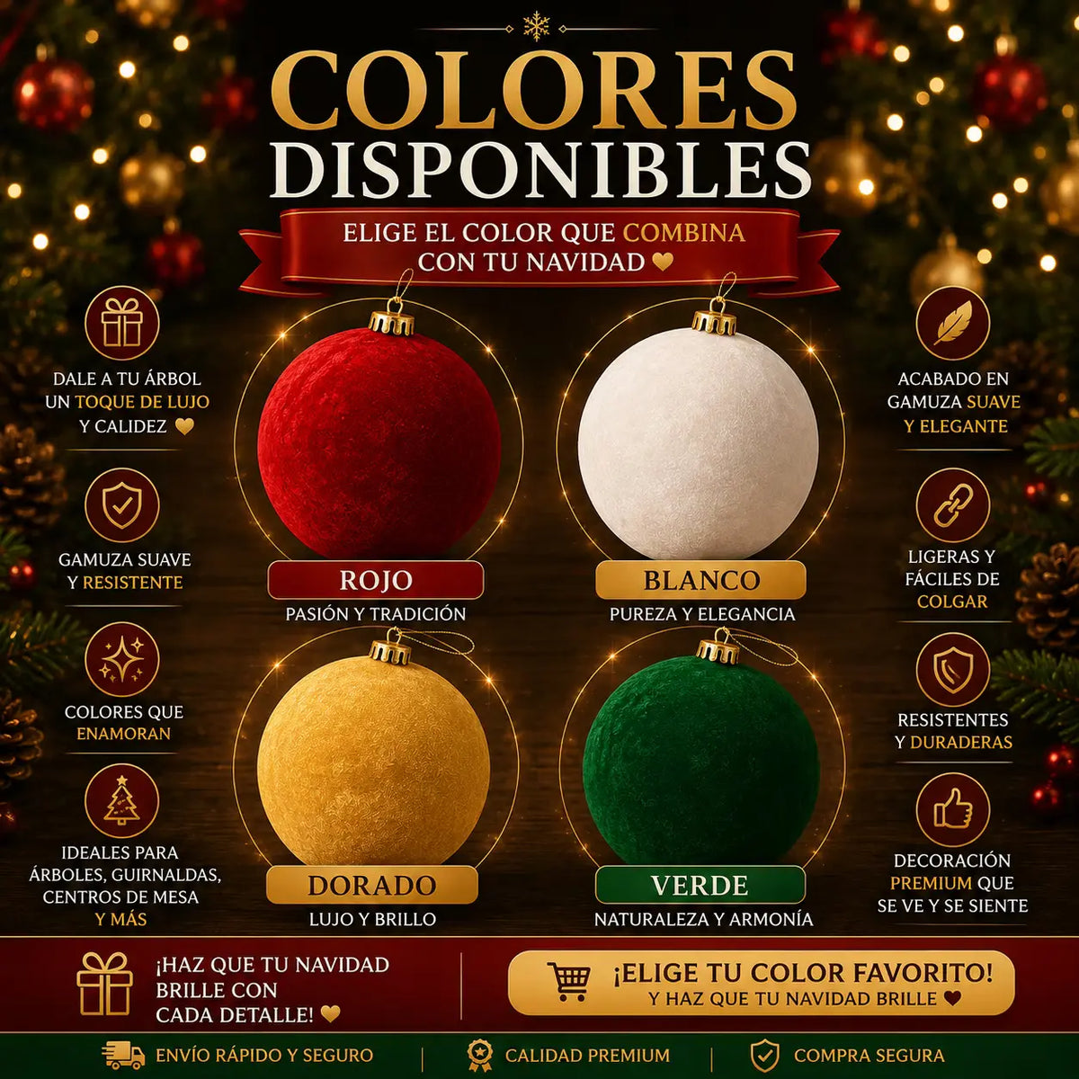 Bolas de gamusa navideñas