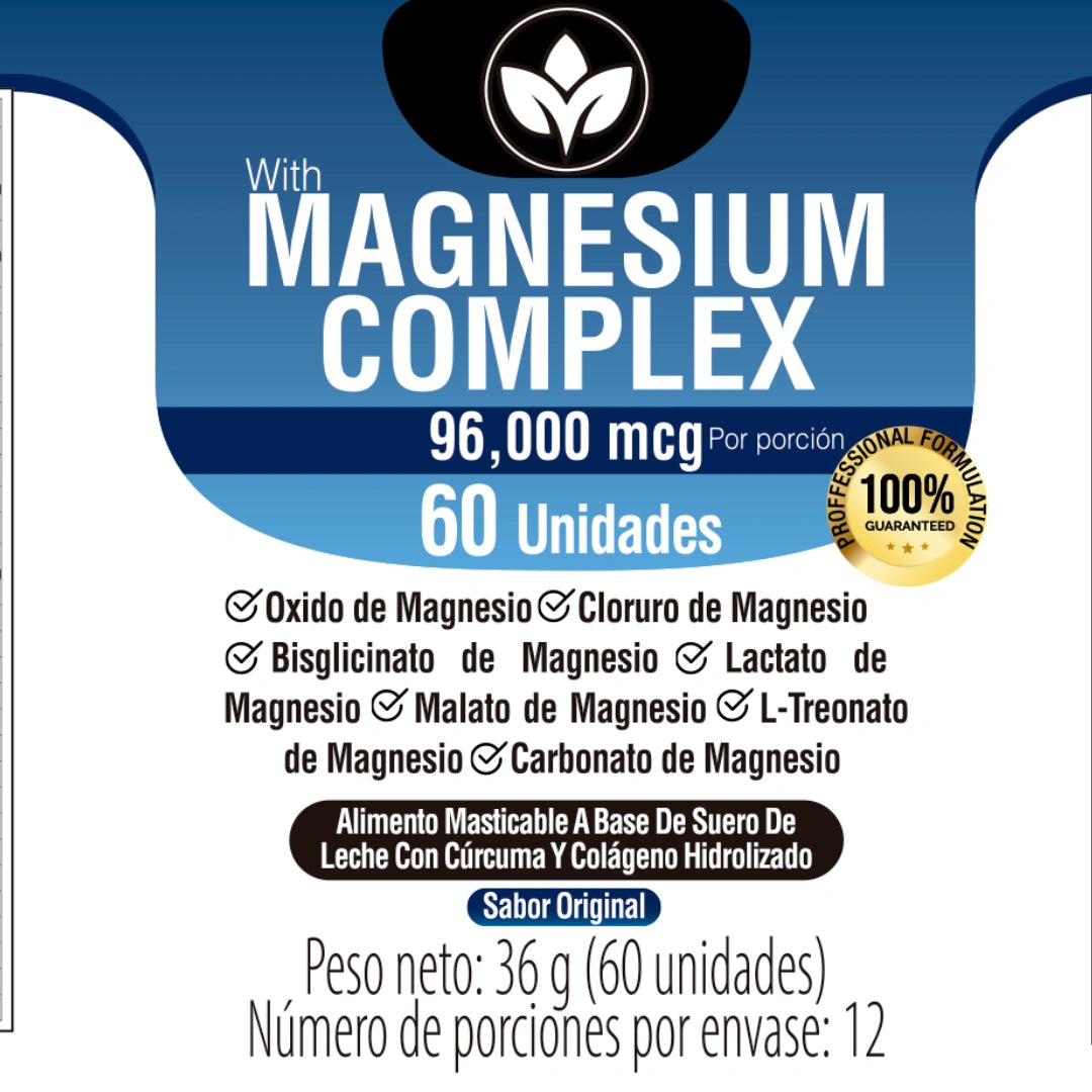Magnesium Complex Vitalcom 60 tabletas-Vitalidad y fuerza en cada Tableta masticable