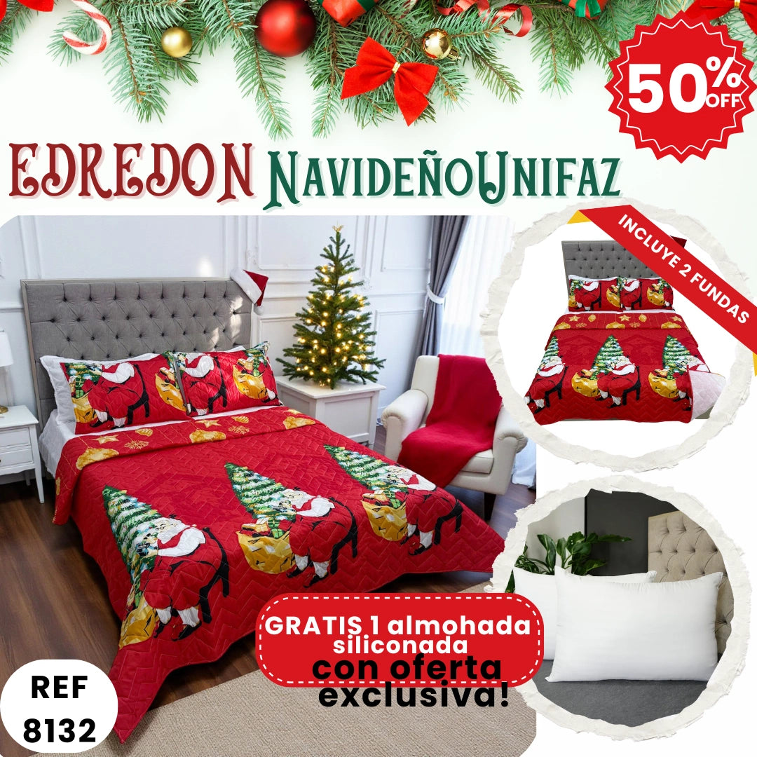 Edredón Unifax Navideño210x240 cm-Convierte tu habitación en un refugio navideño con elegancia