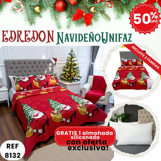 Edredón Unifax Navideño210x240 cm-Convierte tu habitación en un refugio navideño con elegancia