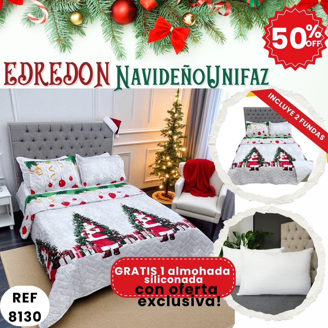 Edredón Unifax Navideño210x240 cm-Convierte tu habitación en un refugio navideño con elegancia