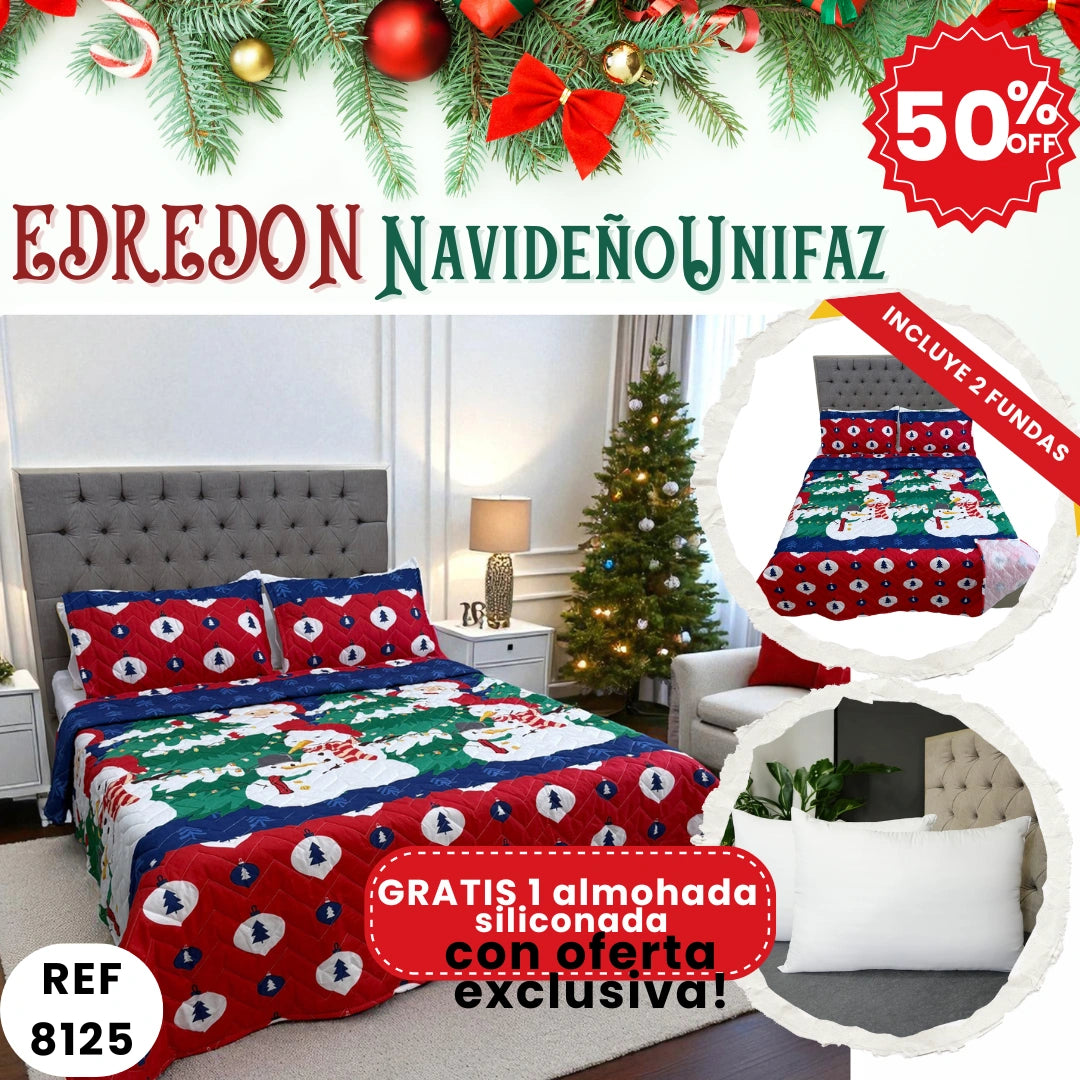 Edredón Unifax Navideño210x240 cm-Convierte tu habitación en un refugio navideño con elegancia