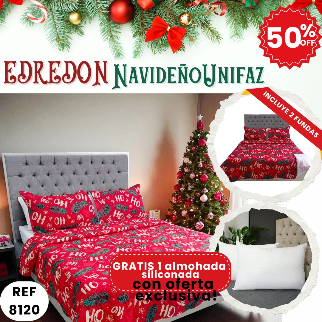 Edredón Unifax Navideño210x240 cm-Convierte tu habitación en un refugio navideño con elegancia