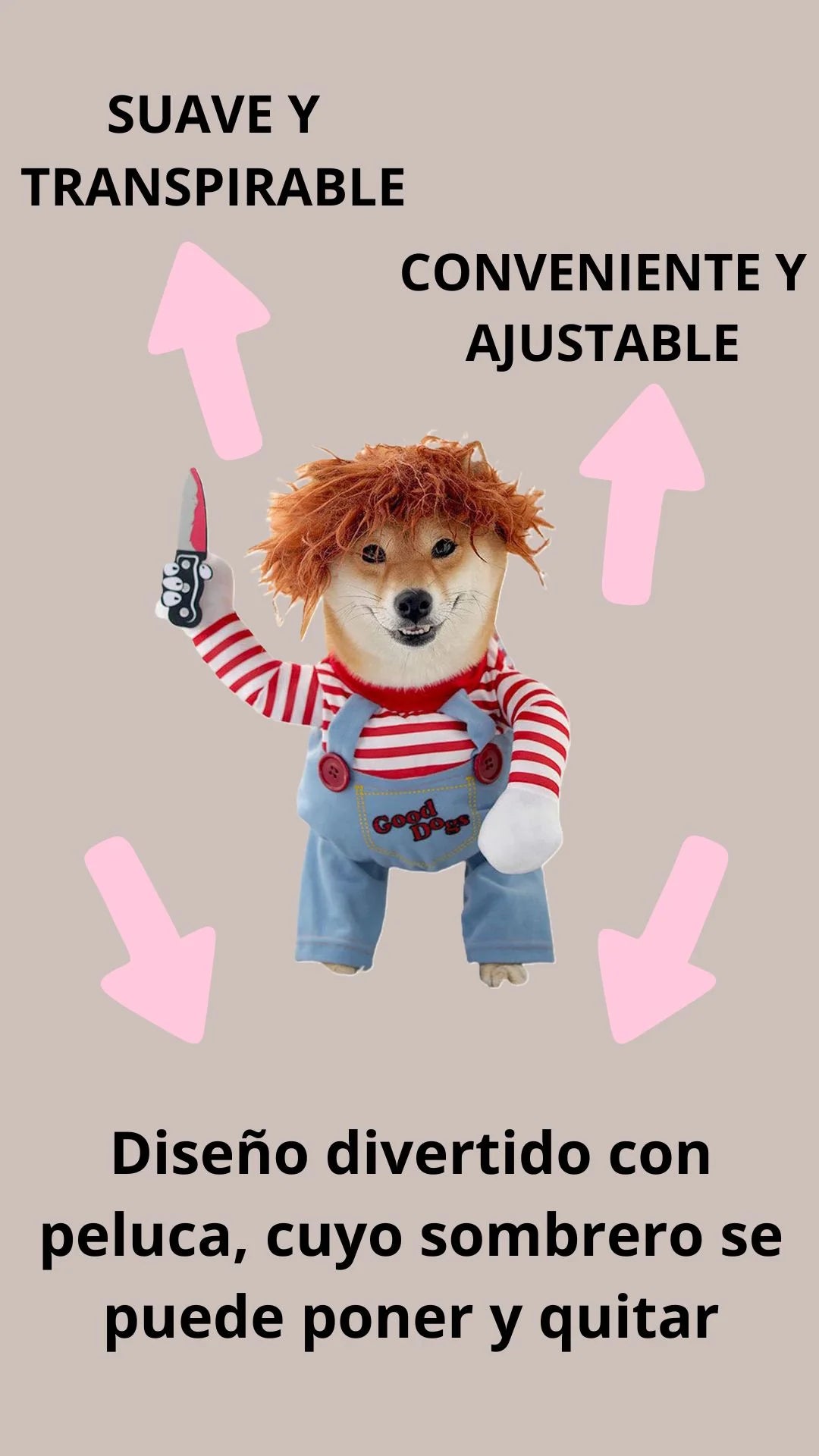 ¡Haz que tu Mascota sea el más temido y tierno de Halloween con Chuky Dog/Cat!