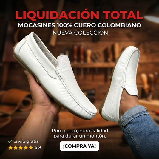 Mocasín Blanco- 100% Cuero Genuino
