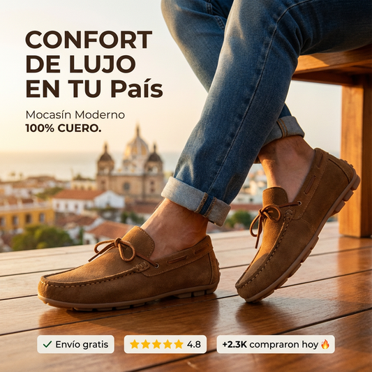 Mocasín Moderno Cafe - 100% Cuero Genuino