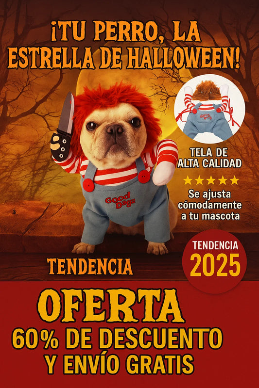¡Haz que tu Mascota sea el más temido y tierno de Halloween con Chuky Dog/Cat!