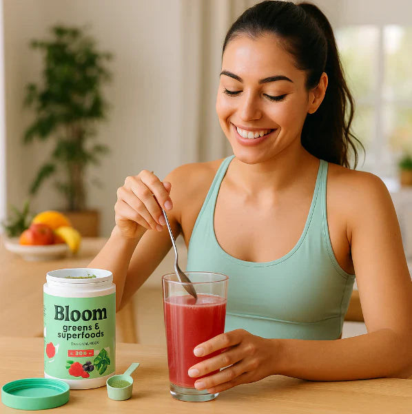 Bloom Nutrition Greens – Empieza tu día con energía y una digestión ligera.